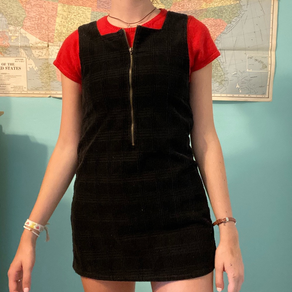 Black suede overall dress